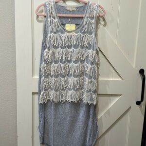 NWT A’reve, boutique brand. Grey and fringe. Great combination. Hi/low